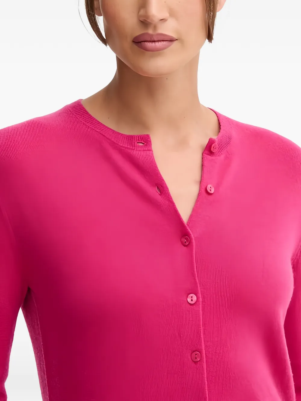 Benetton Wollen vest met lange mouwen en knopen Roze