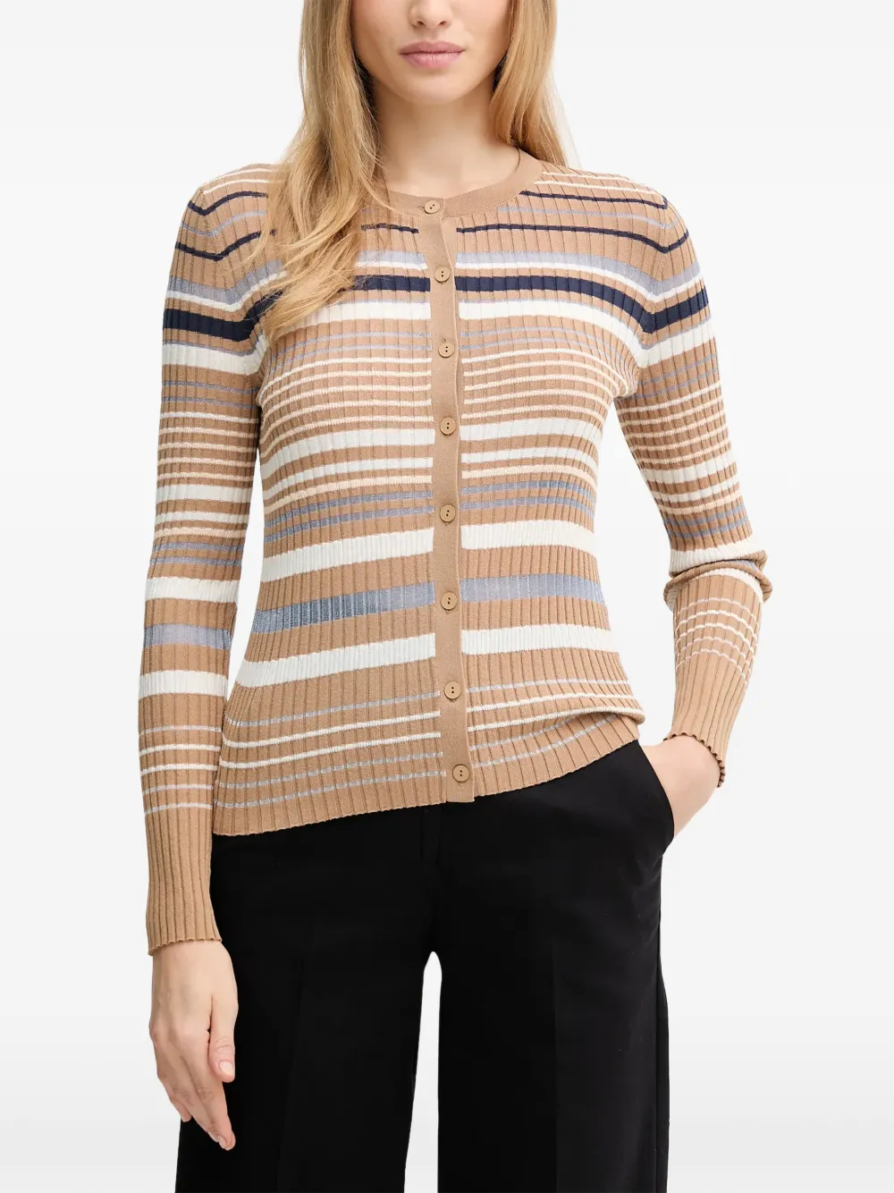 Benetton cardigan à rayures - Tons neutres