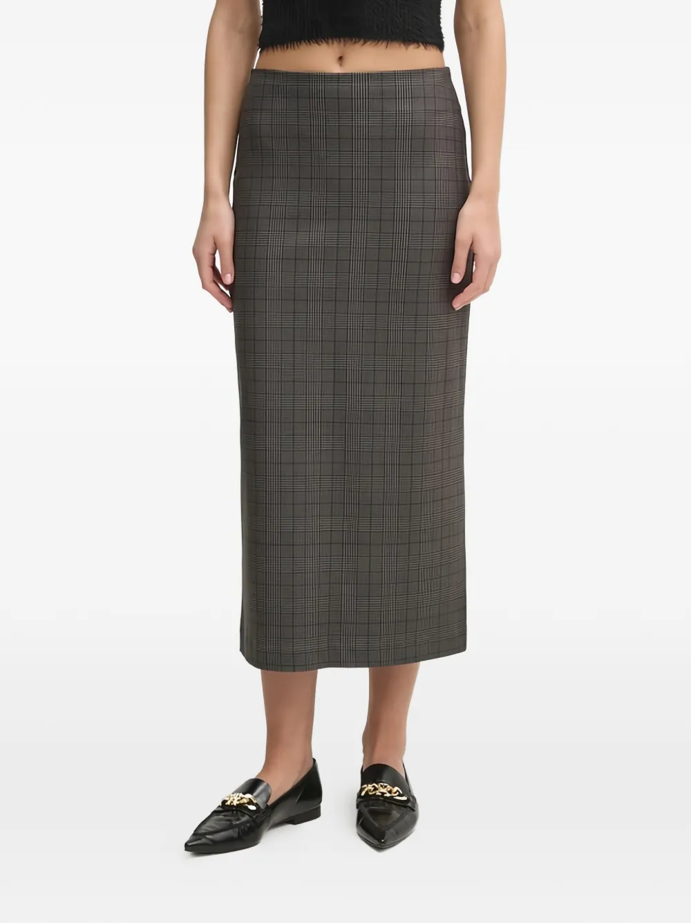 Benetton plaid-pattern midi skirt