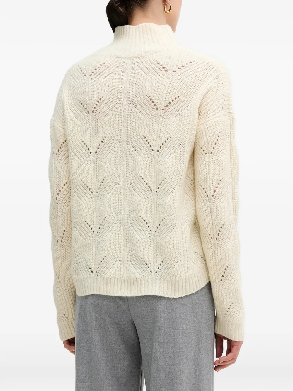 Benetton Gebreide trui met hoge hals Beige