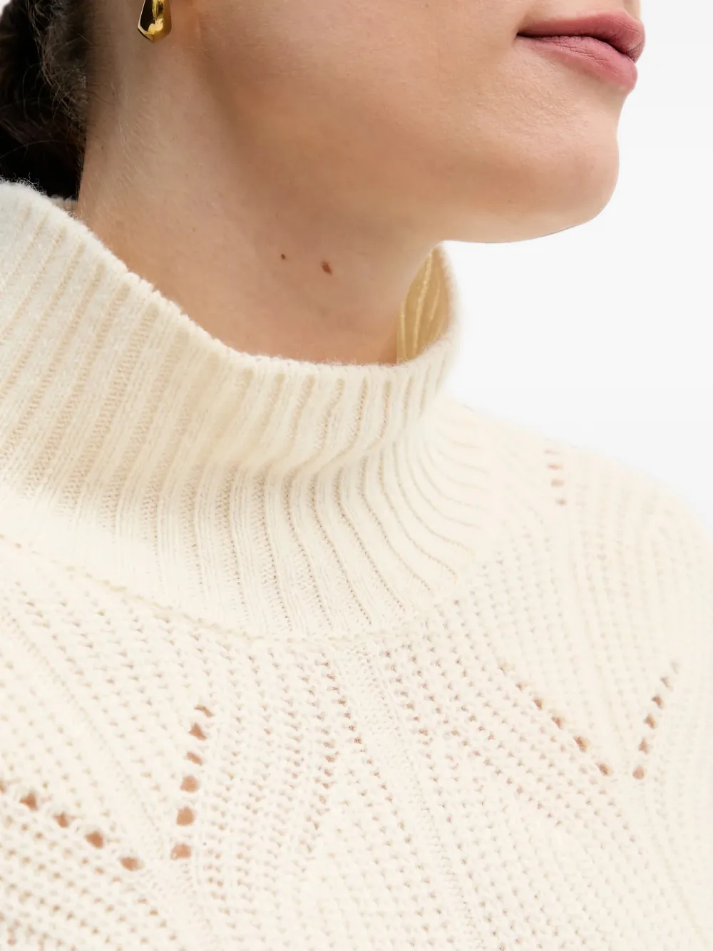 Benetton Gebreide trui met hoge hals Beige