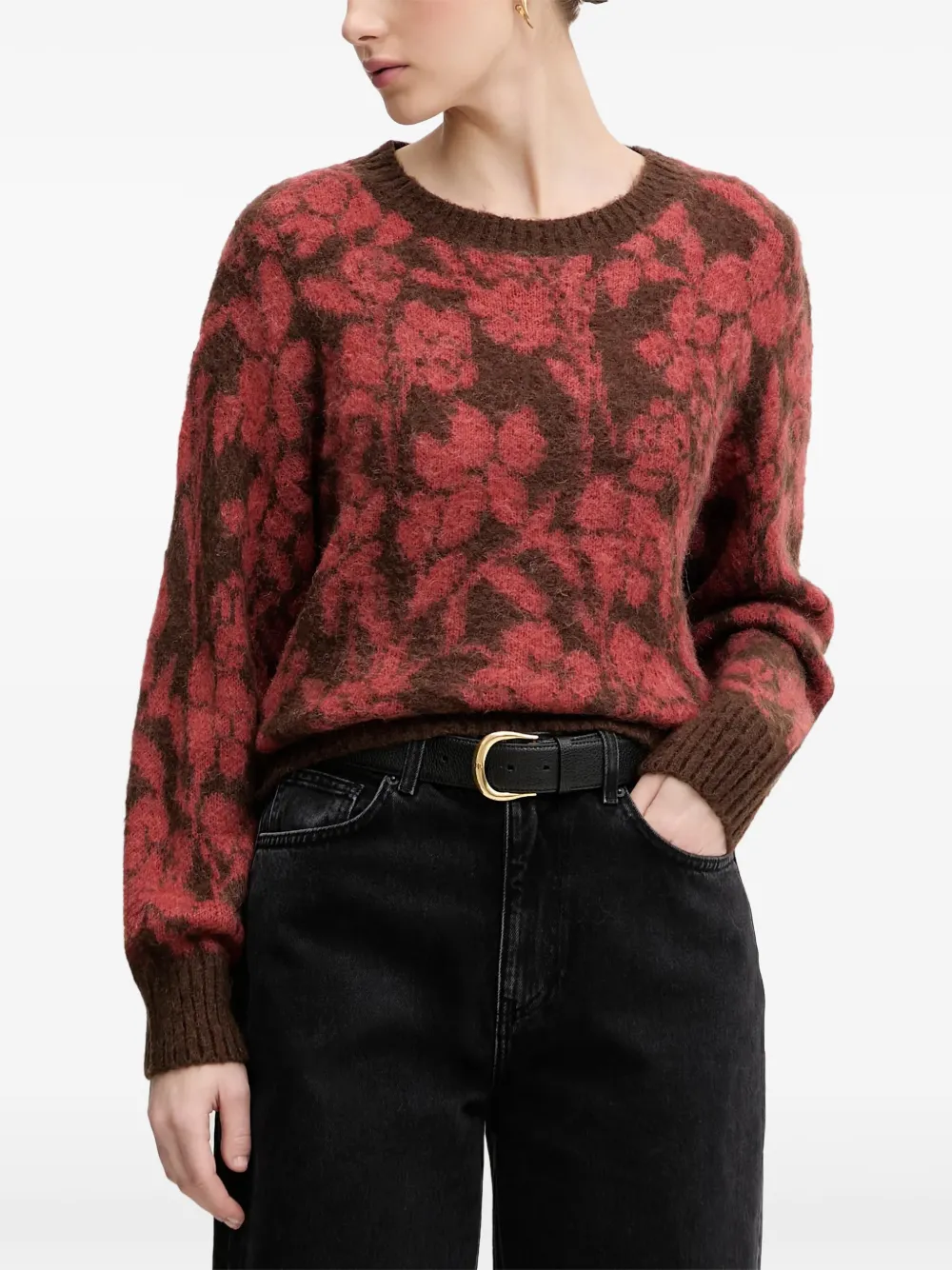 Benetton floral-intarsia sweater - Rosso