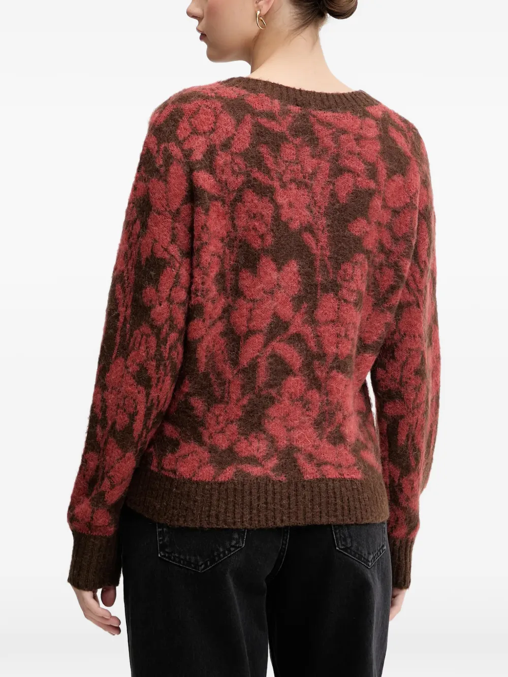 Benetton Trui met bloemen intarsia Rood
