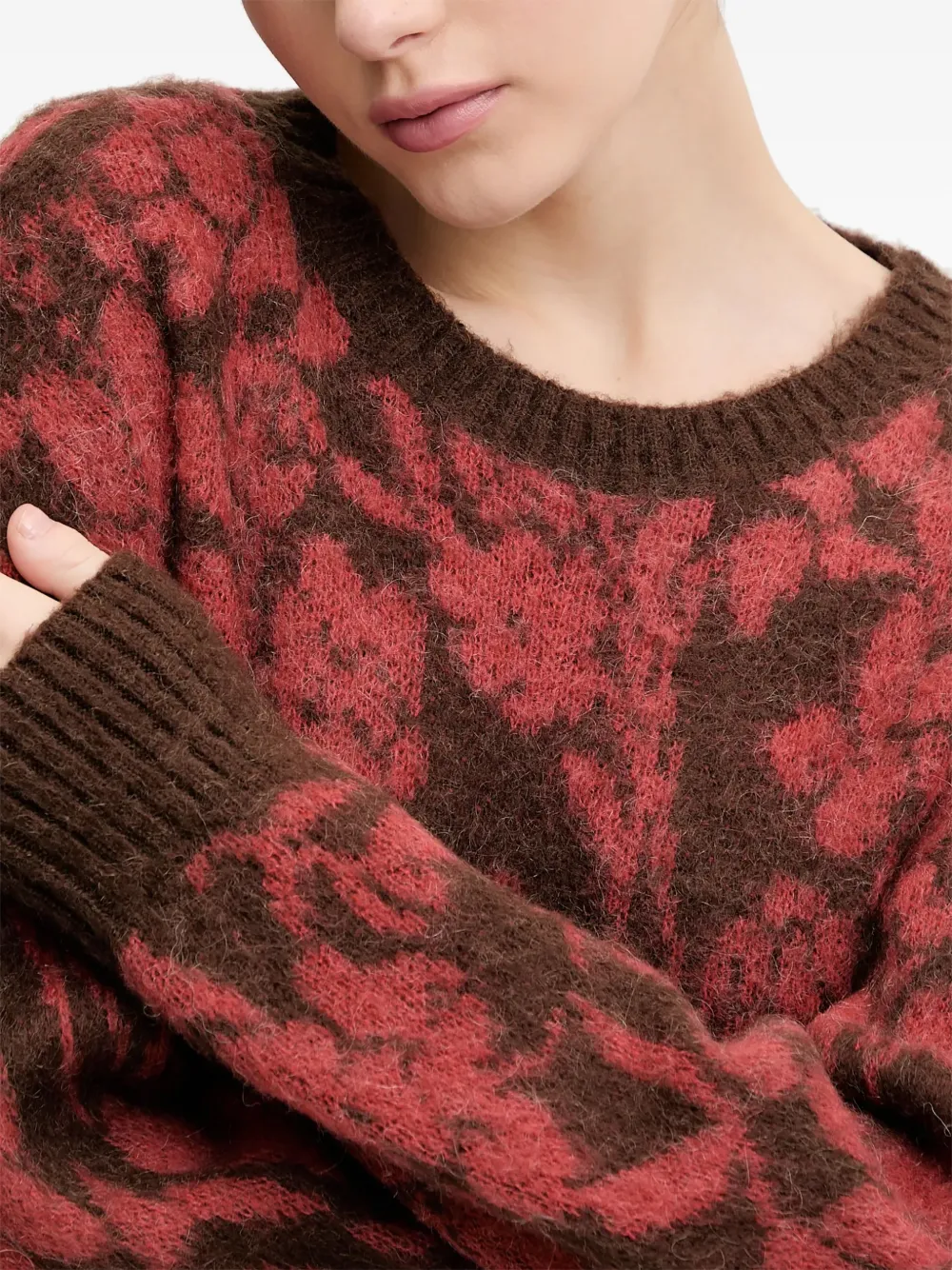 Benetton Trui met bloemen intarsia Rood