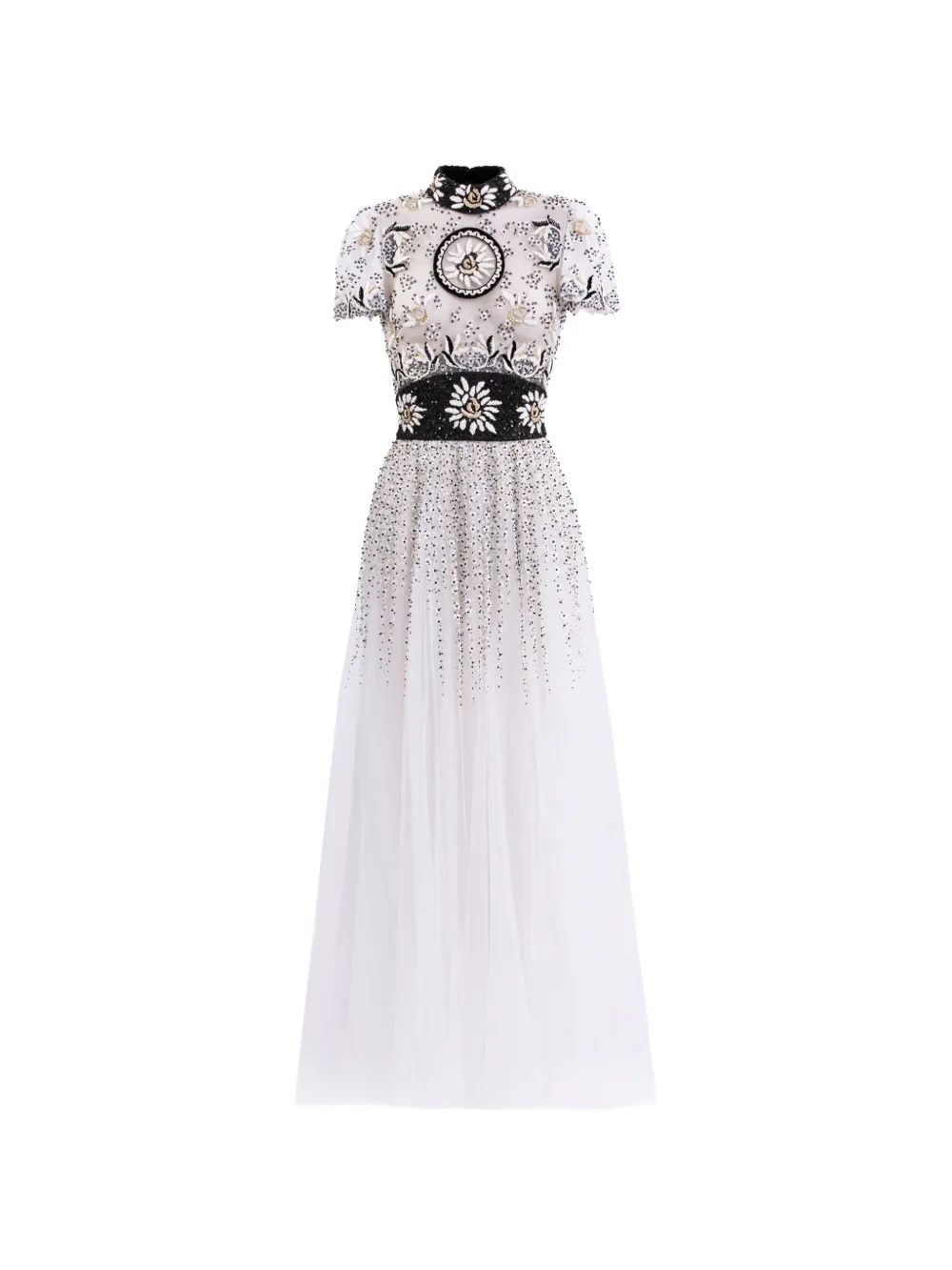 Saiid Kobeisy Abito lungo con ricamo - Bianco