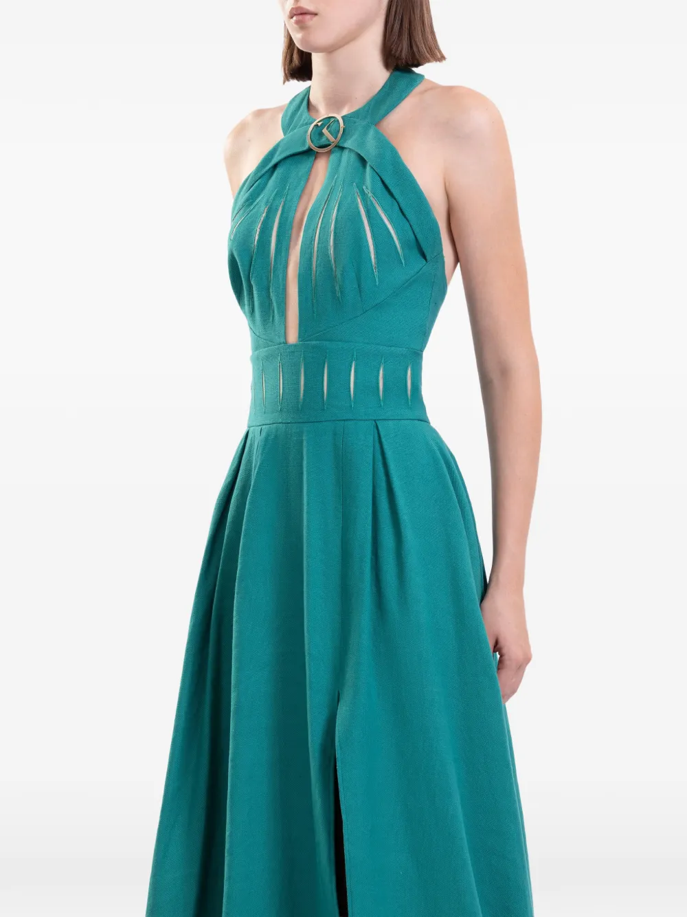 Saiid Kobeisy Vertical maxi-jurk met uitgesneden details en ringdetail Groen