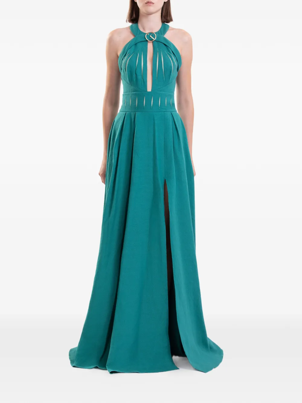 Saiid Kobeisy Vertical maxi-jurk met uitgesneden details en ringdetail Groen