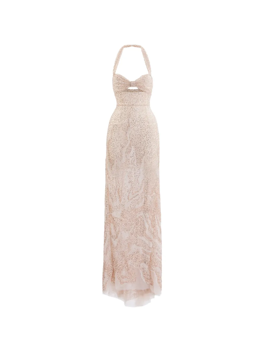 Saiid Kobeisy Embroidered Tulle Fitted Maxi Dress In Gold