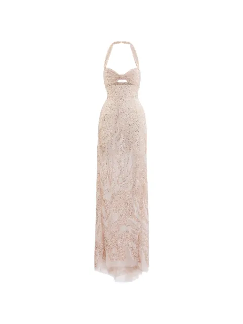 Saiid Kobeisy embroidered tulle fitted maxi dress