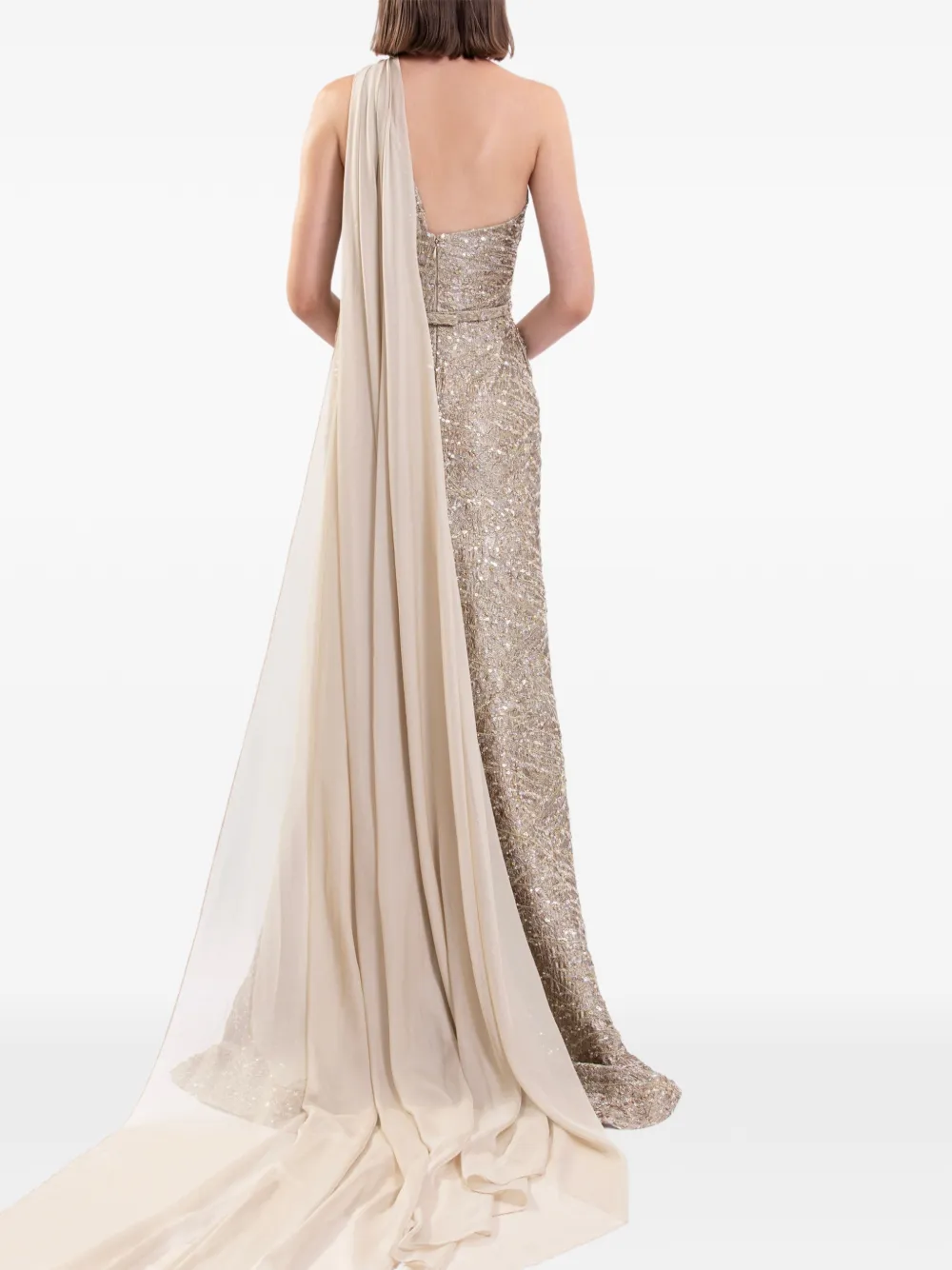 Saiid Kobeisy Asymmetrische maxi-jurk met brokaat Goud