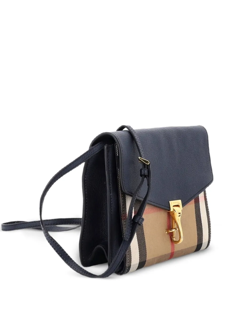 Burberry Pre-Owned Macken Leather and House Check Canvas Small crossbody bag - Blu