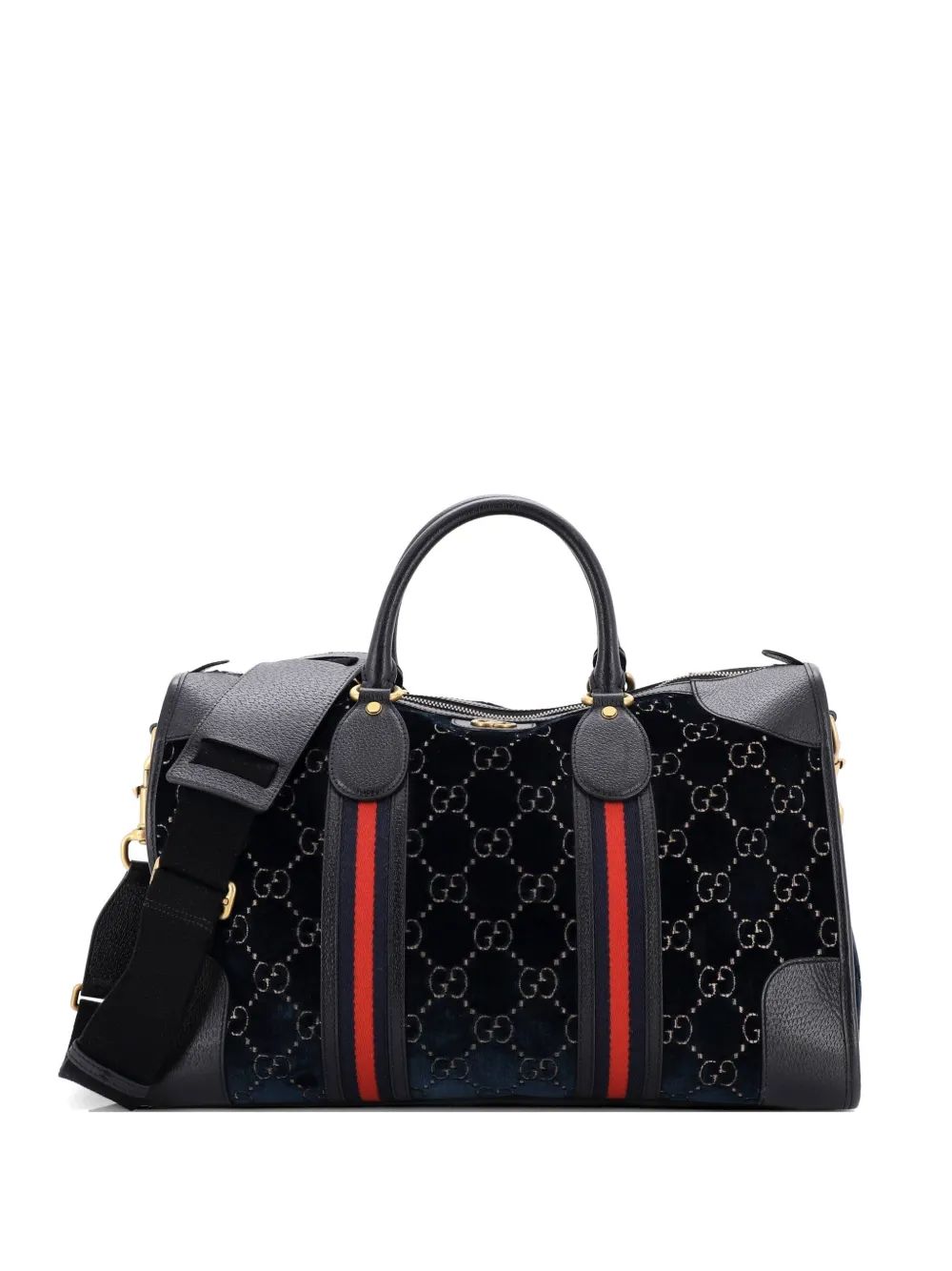 Gucci Pre-Owned Convertible Duffle Bag GG Velvet Medium travel bag - Blau