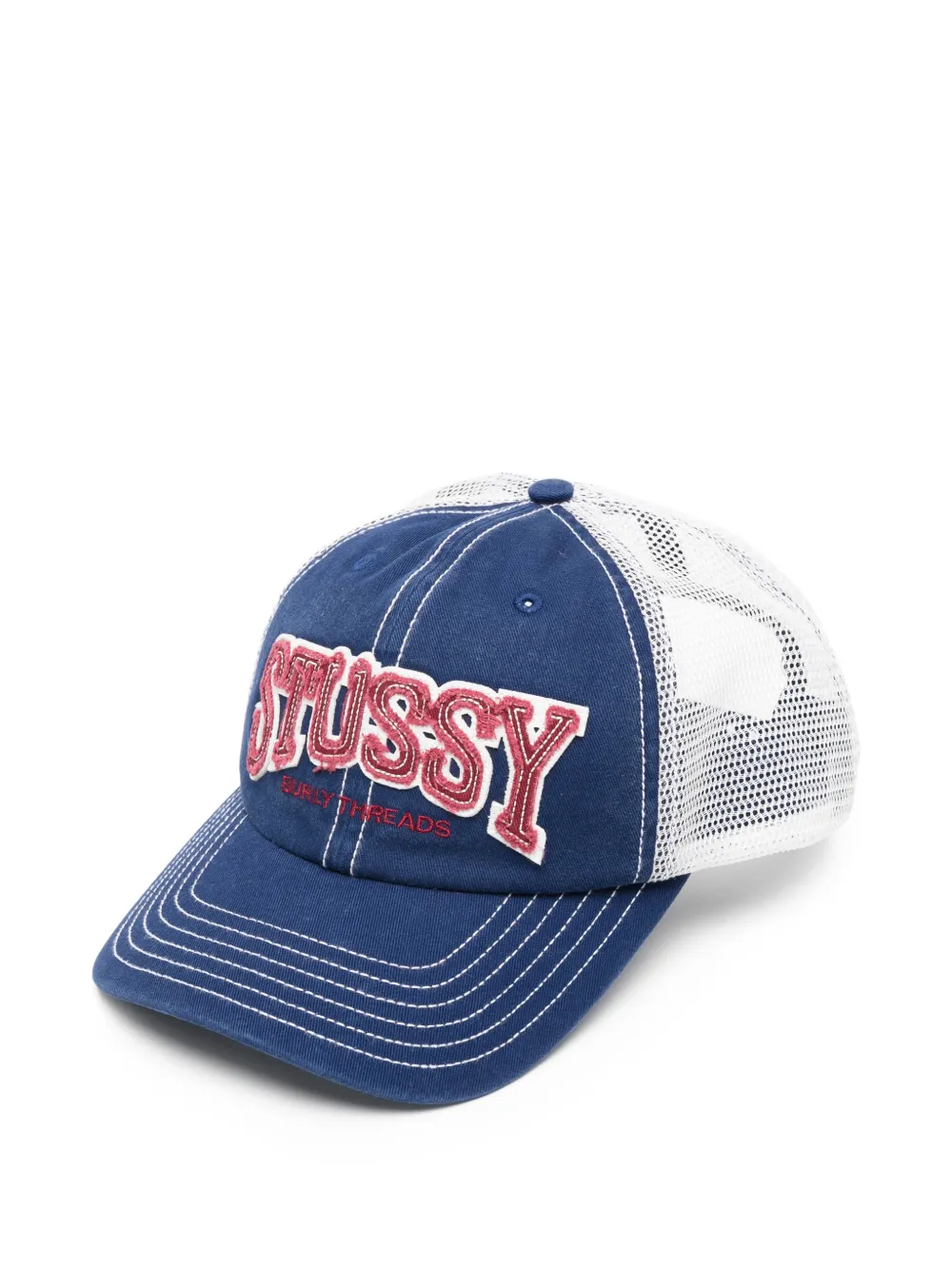 Stussy Md Burly Threads Logo-embroidered Baseball Cap In White