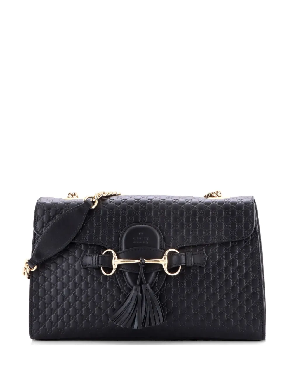 Gucci Pre-Owned Emily Chain Flap Bag Microguccissima Leather Medium shoulder bag - Nero