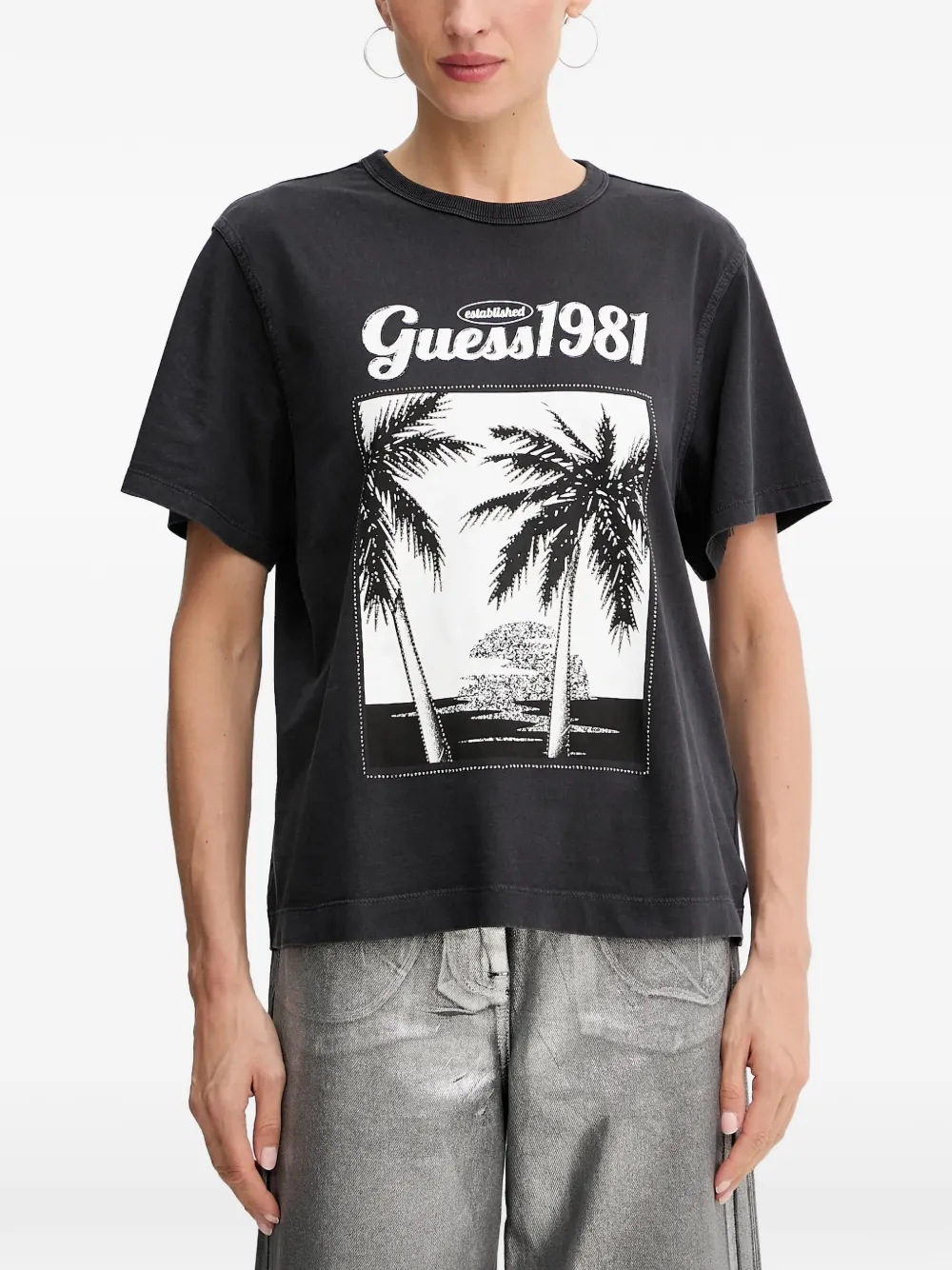 GUESS USA T-shirt con stampa - Nero