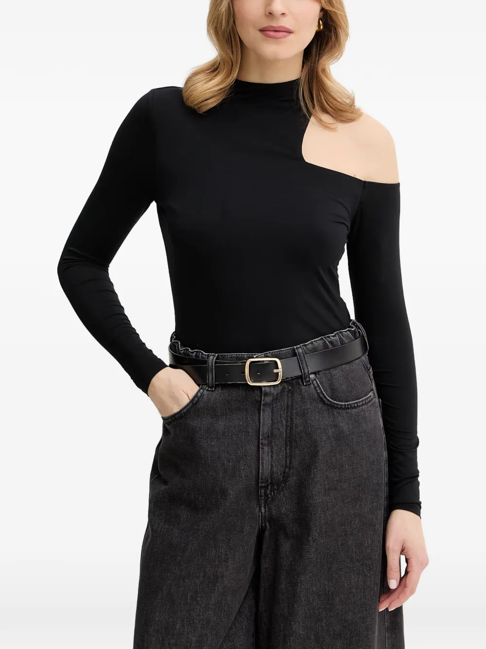 GUESS USA one-shoulder long-sleeve top - Nero