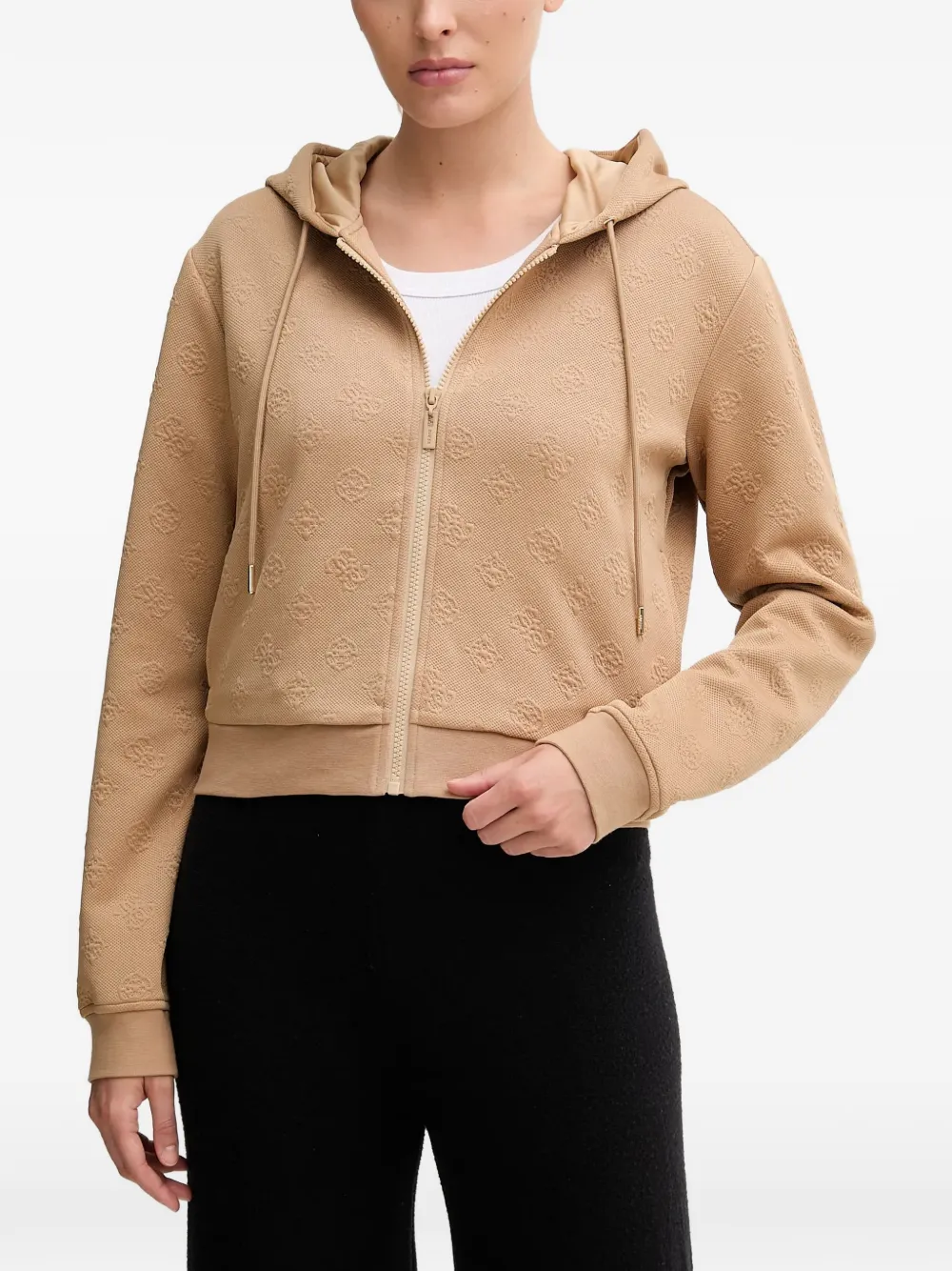 GUESS USA embossed hoodie - Marrone