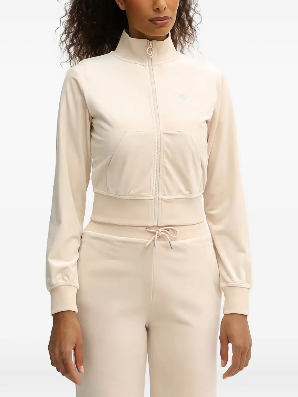 Guess Usa Rhinestone-embellished Zip-up Sweatshirt In Neutral