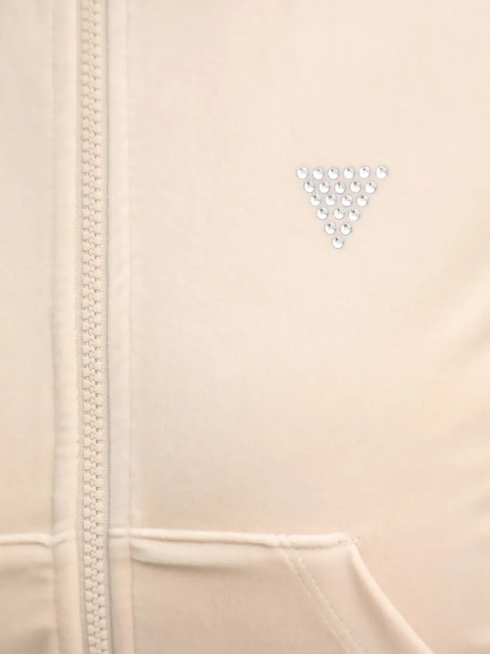 GUESS USA Sweater verfraaid met stras en rits Beige