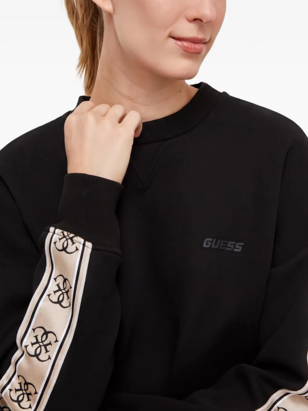 GUESS USA Sweater met logotape Zwart