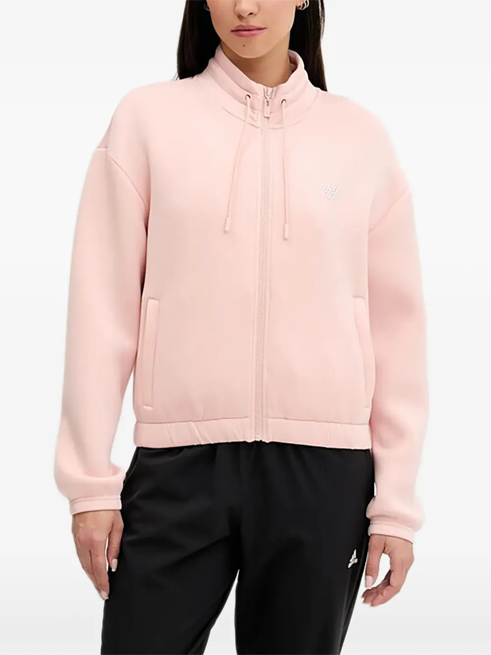 GUESS USA rhinestone-embellished zip-up sweatshirt - Rosa