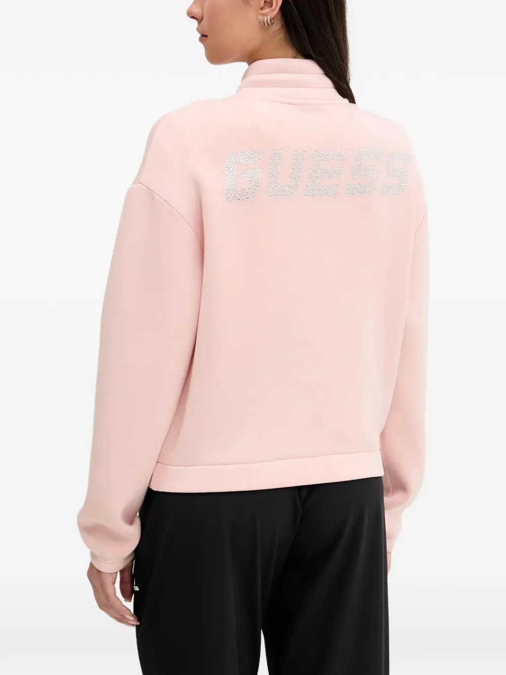 GUESS USA Rhinestone zip up sweatshirt Roze