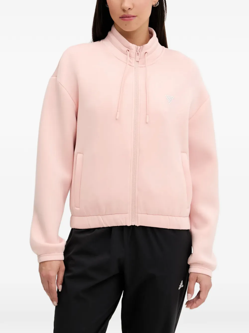 GUESS USA rhinestone-embellished zip-up sweatshirt - Rosa