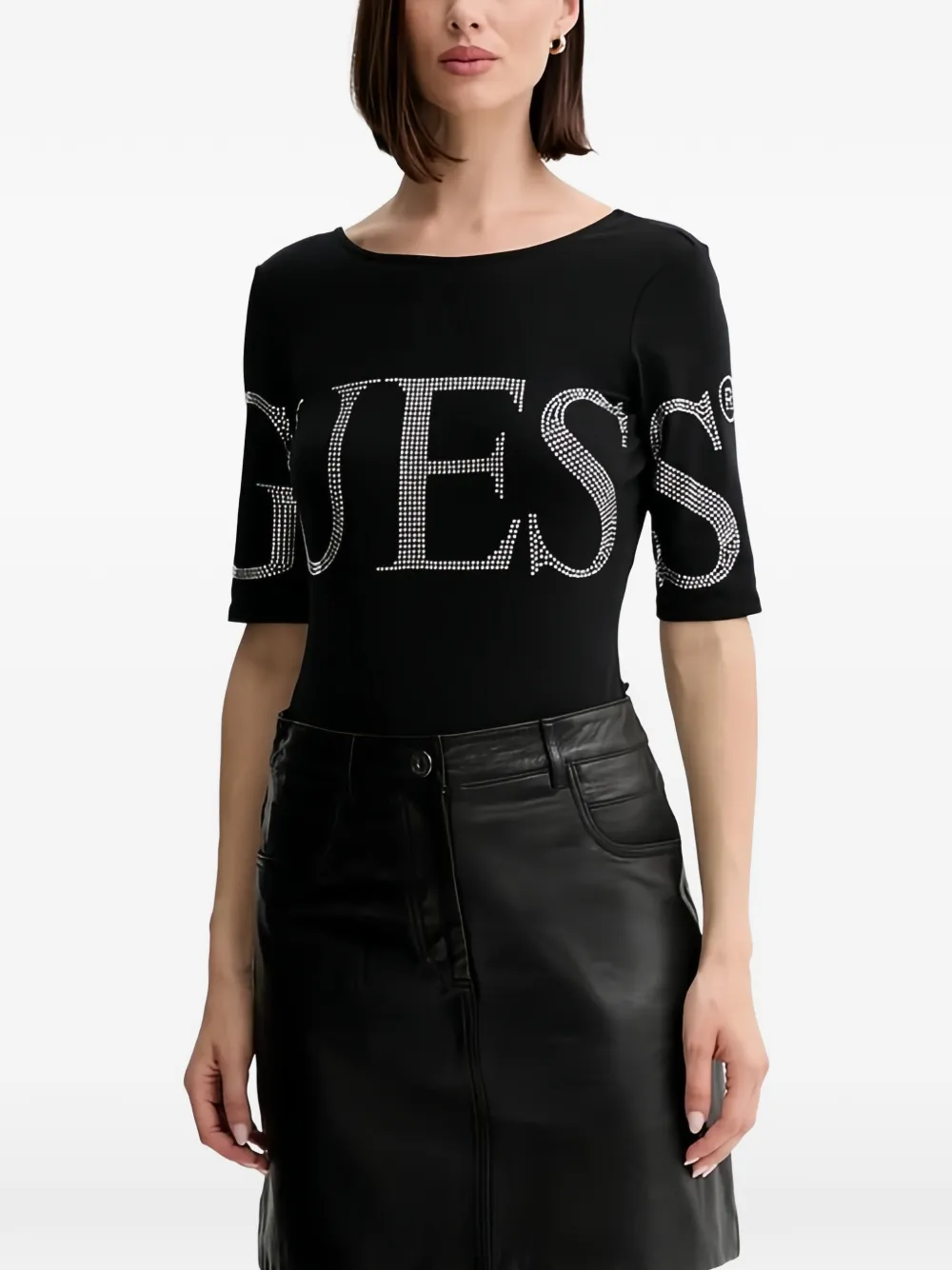 GUESS USA embellished logo bodysuit - Nero