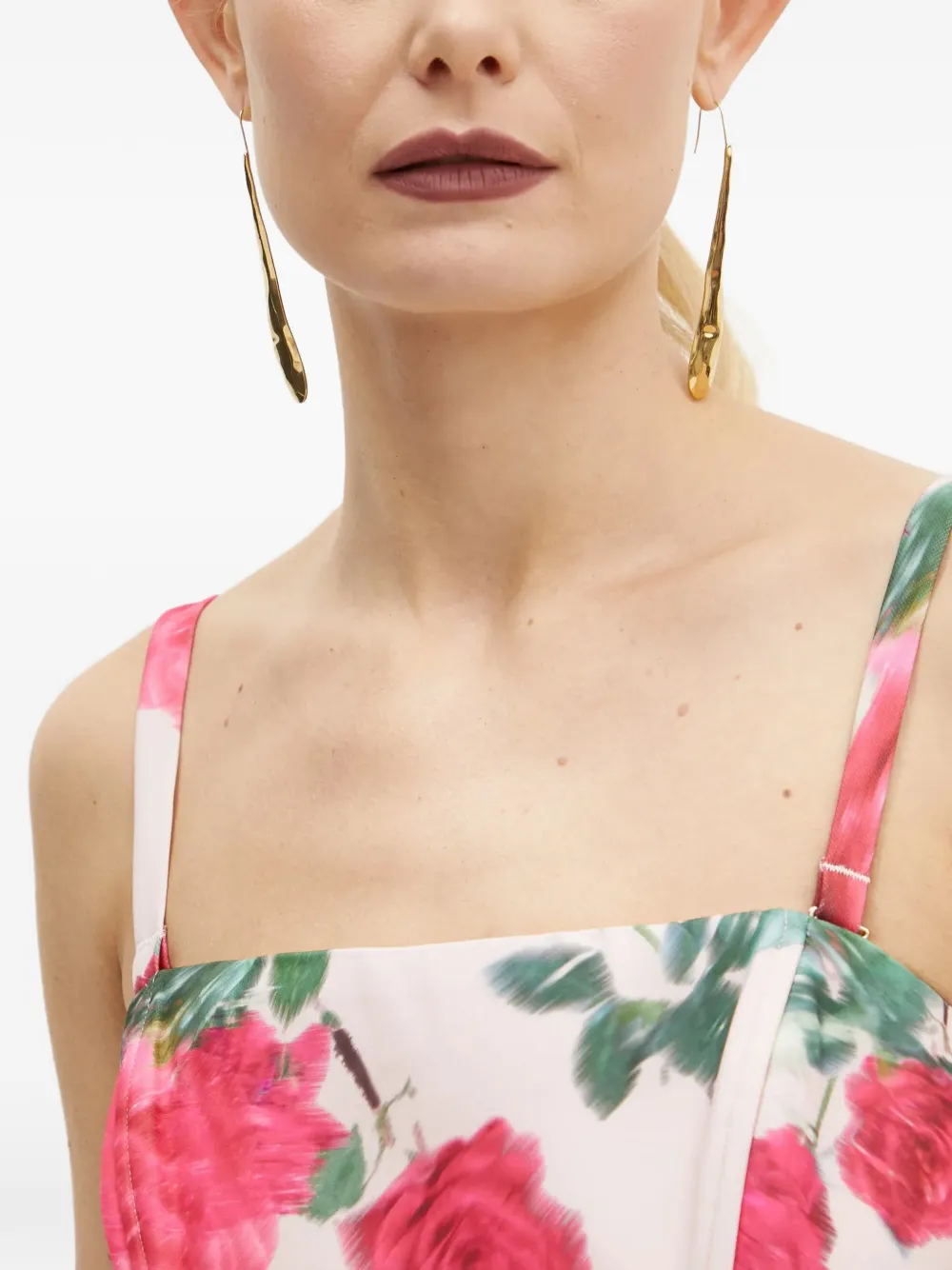 GUESS USA Top met bloemenprint en bandje Beige