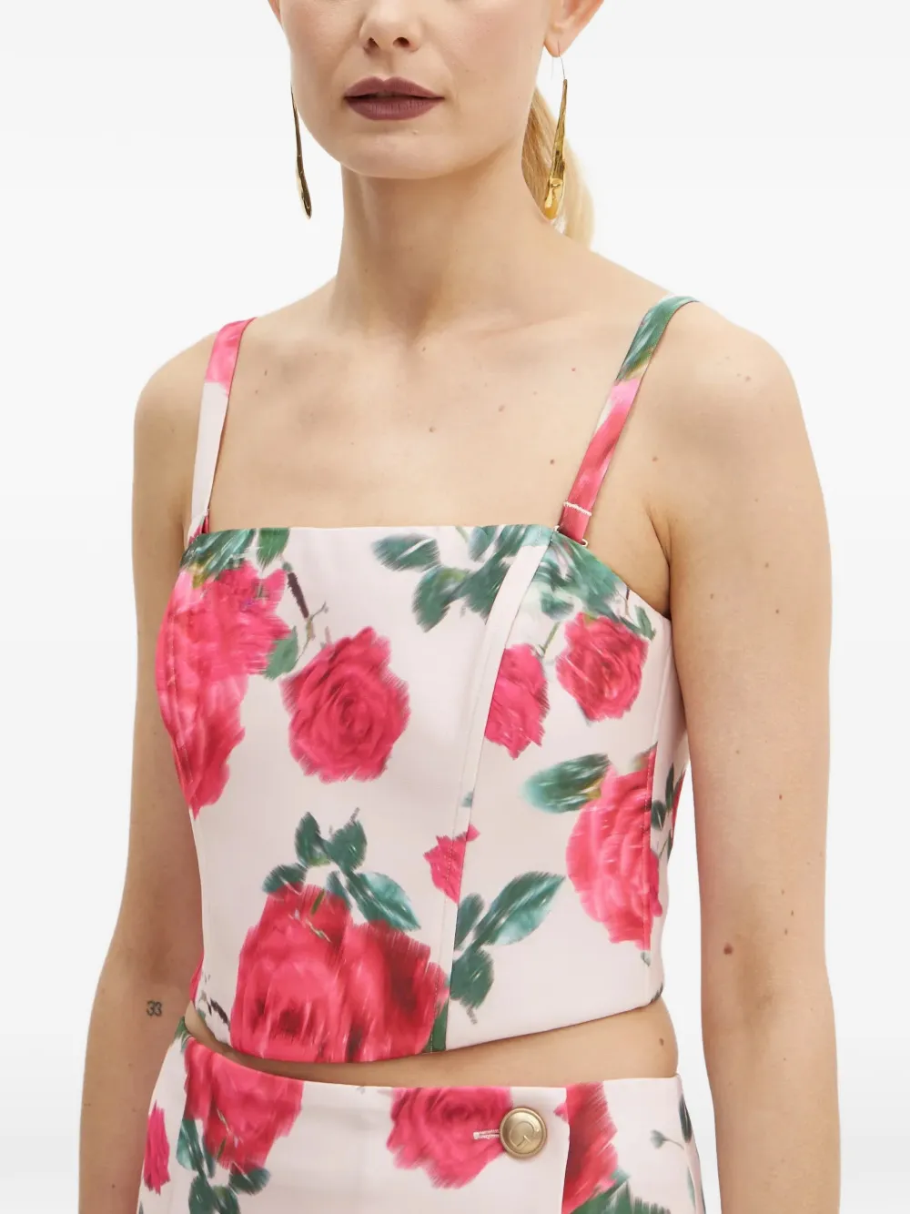 GUESS USA Top met bloemenprint en bandje Beige