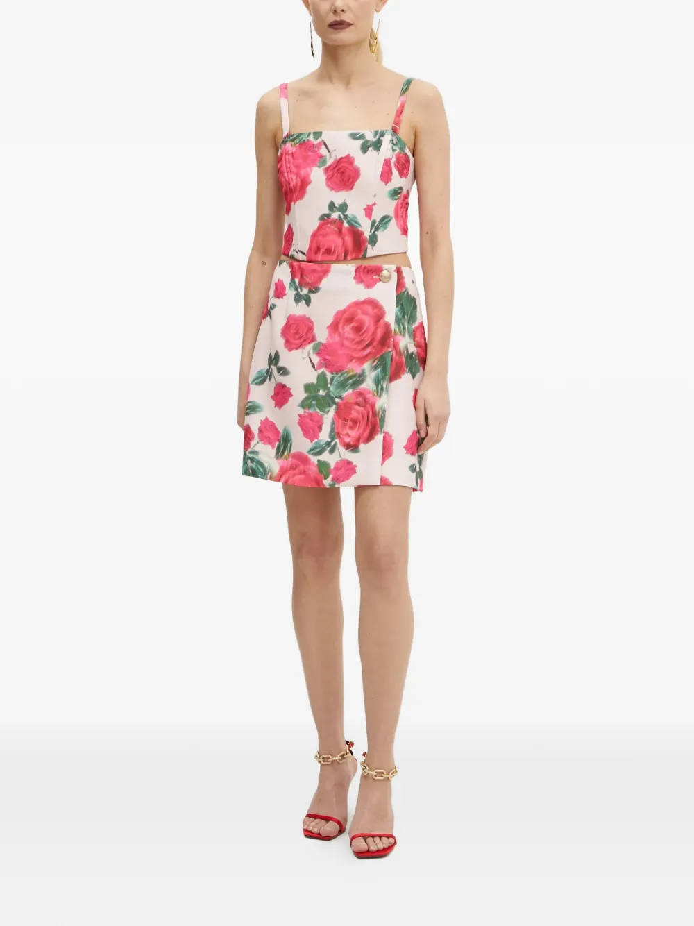GUESS USA Top met bloemenprint en bandje Beige