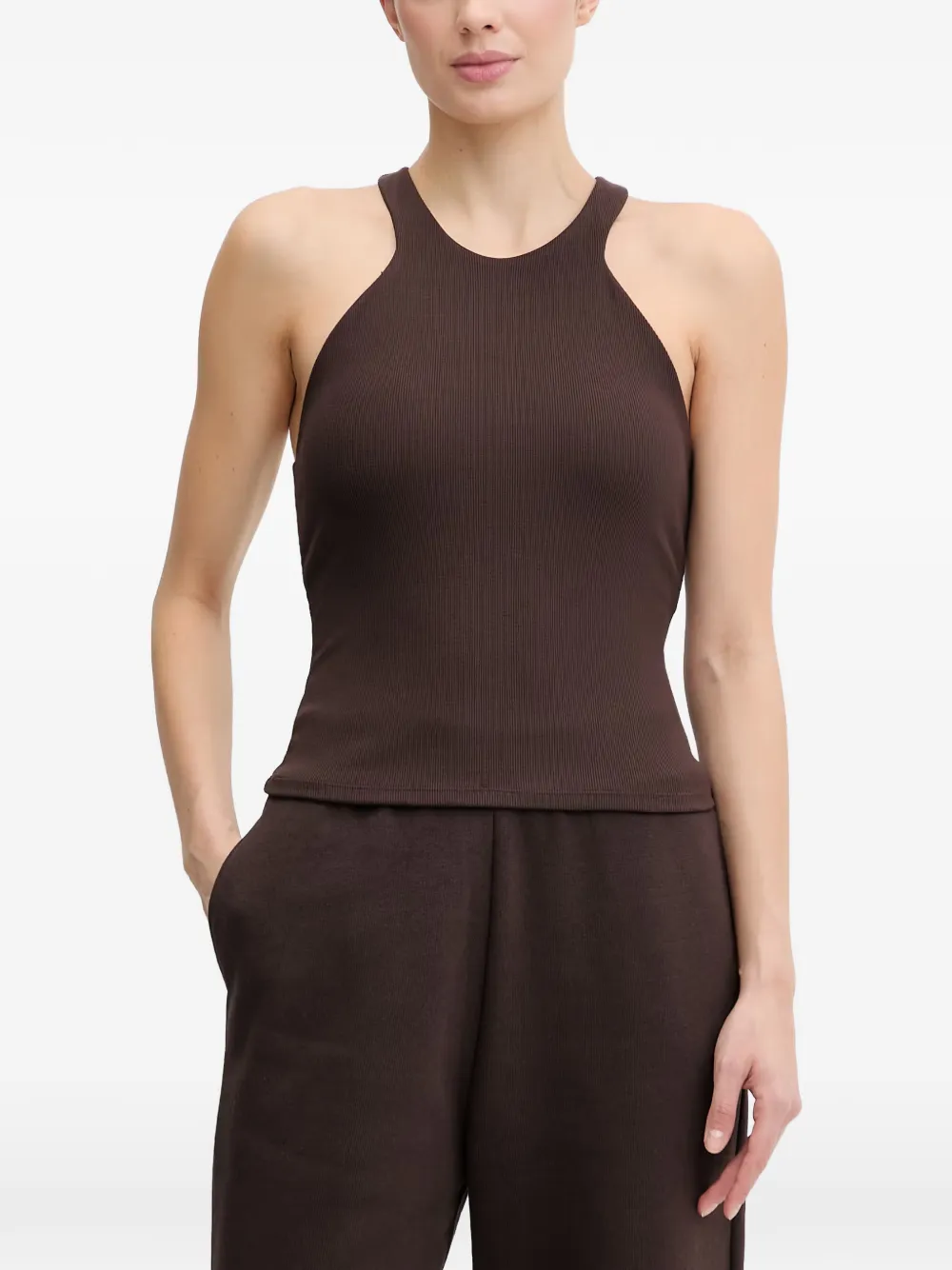 GUESS USA racerback ribbed top - Marrone