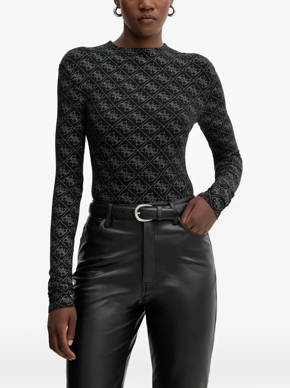 GUESS USA patterned long-sleeve bodysuit - Nero