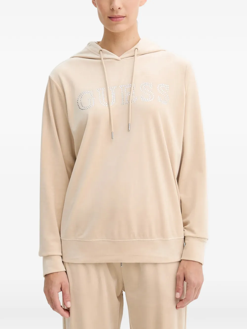 GUESS USA embellished logo hoodie - Toni neutri