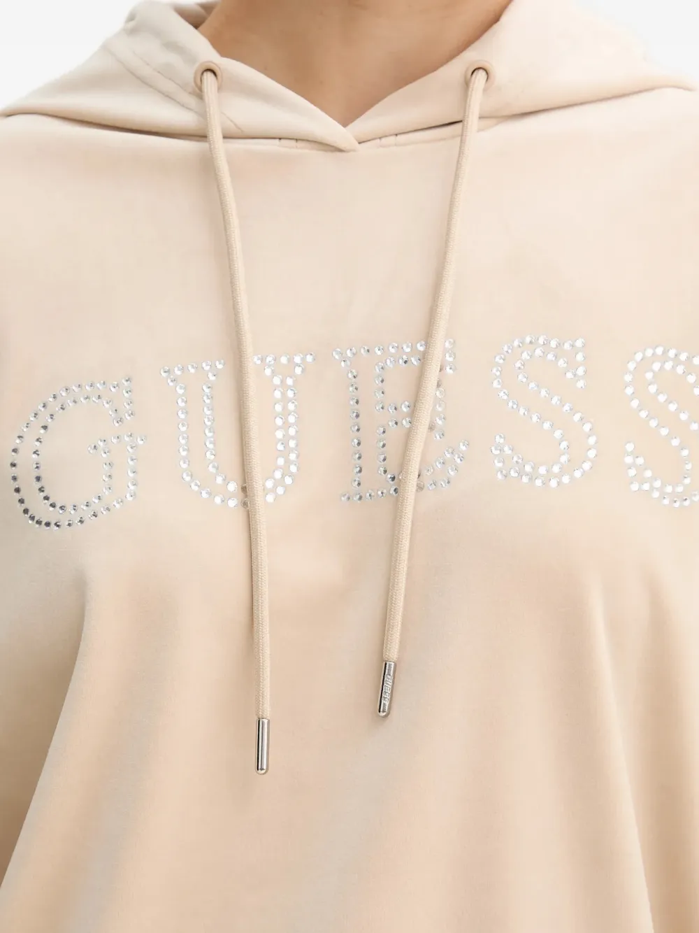 GUESS USA logo-embellished hoodie Beige