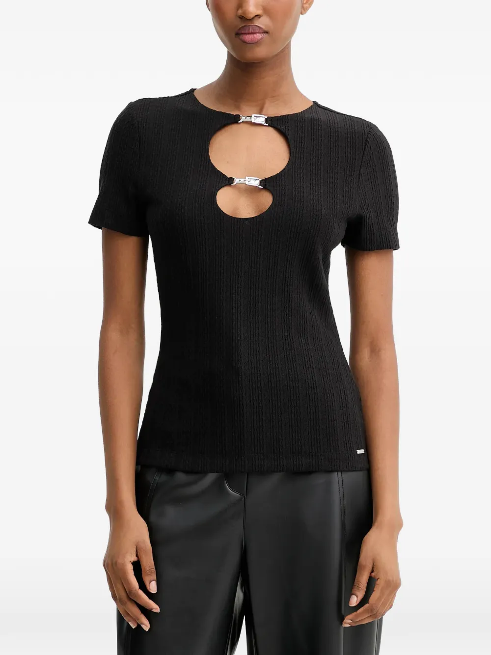 GUESS USA Valeria cut-out detail T-shirt - Nero