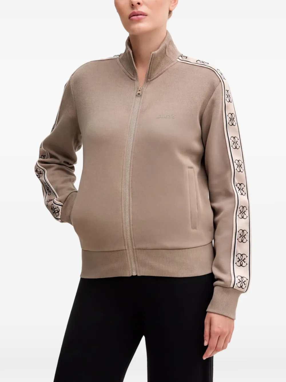 GUESS USA logo-tape zip-up sweatshirt - Nude