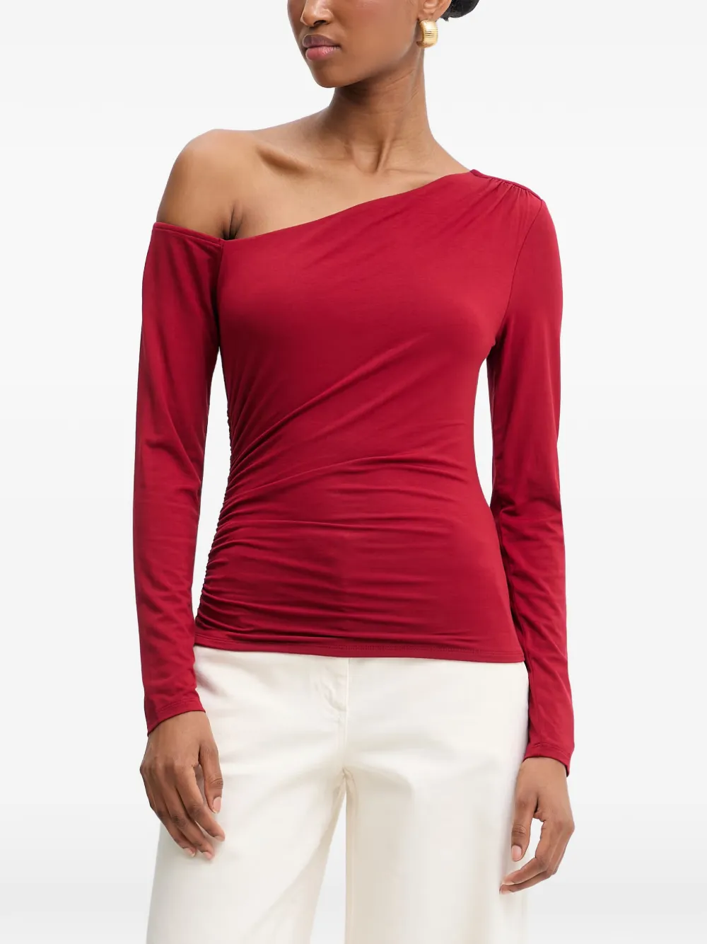 GUESS USA one-shoulder long-sleeve top - Rosso