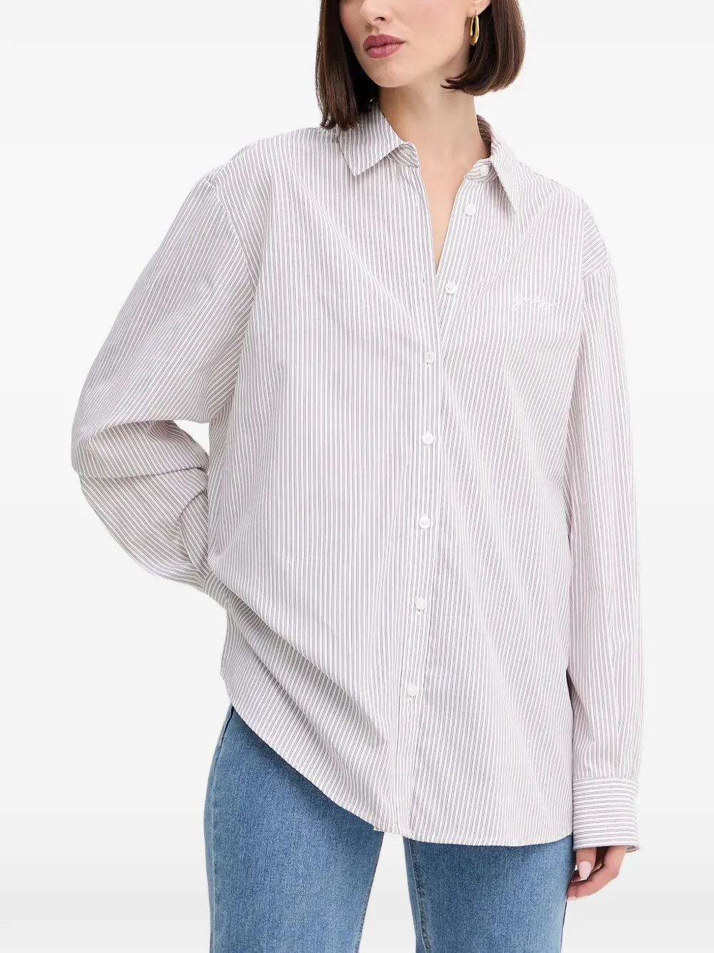 GUESS USA striped button shirt - Bianco