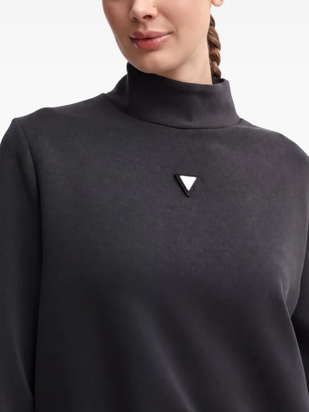 GUESS USA Sweater met trechterhals en triangel-logo Zwart