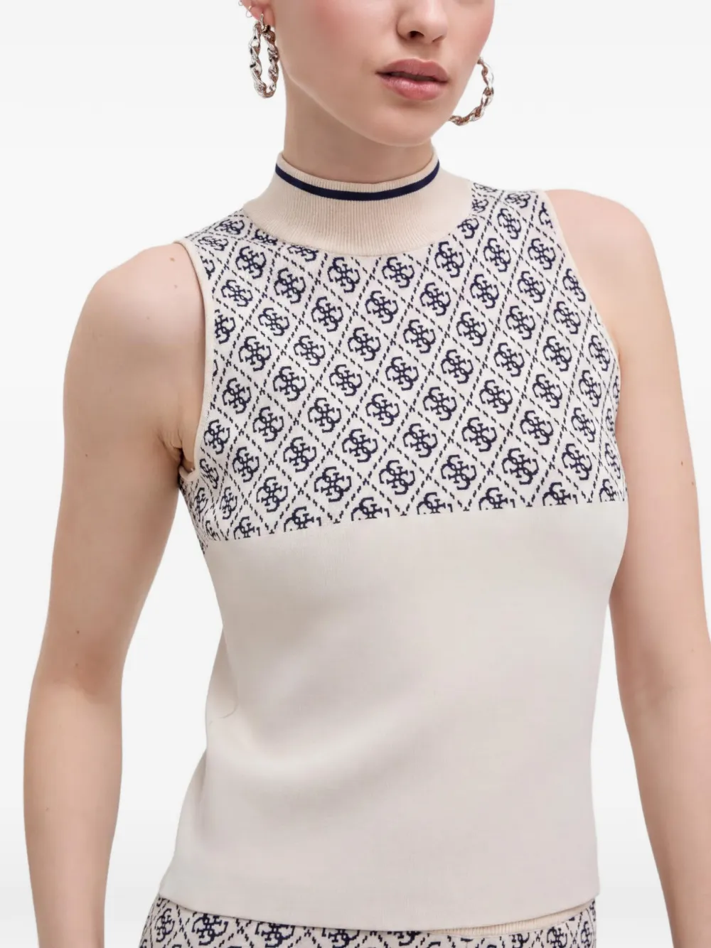 GUESS USA patterned high-neck top - Nude