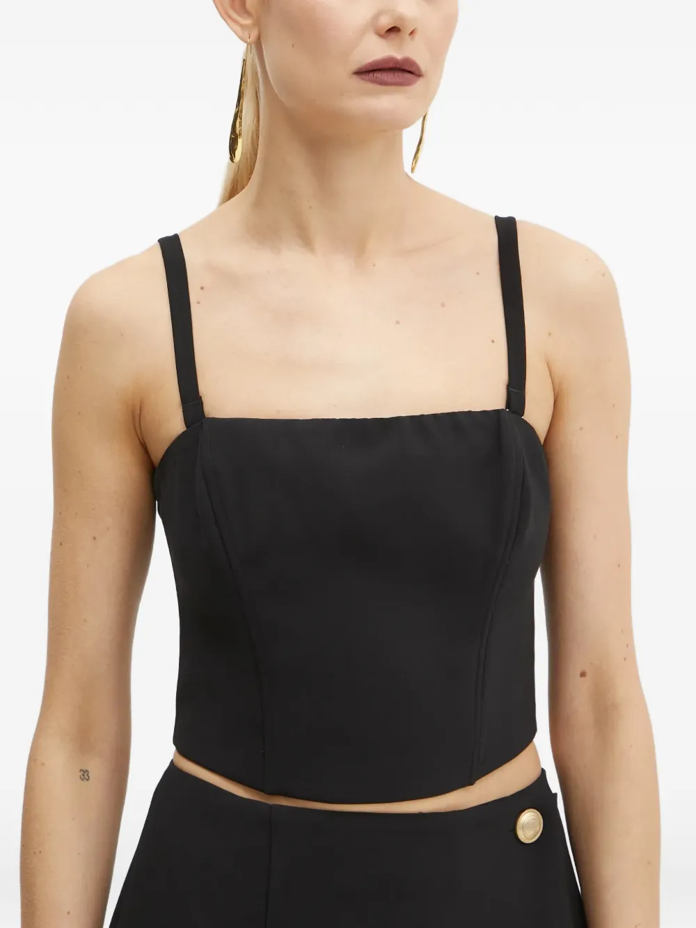 GUESS USA Cropped top met vierkante hals Zwart