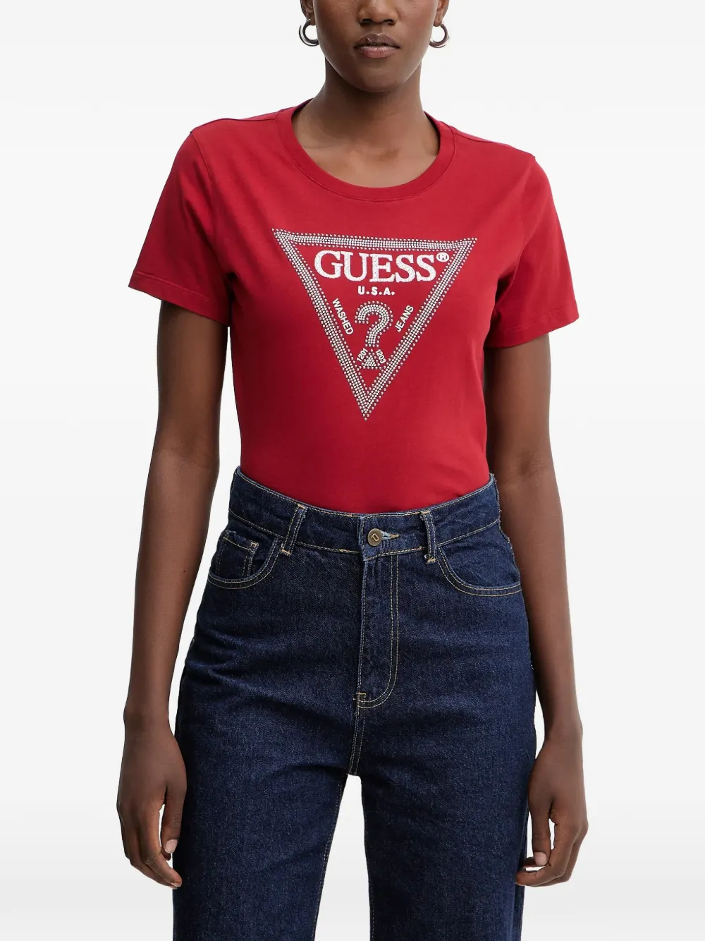 GUESS USA logo-embellished T-shirt - Rosso