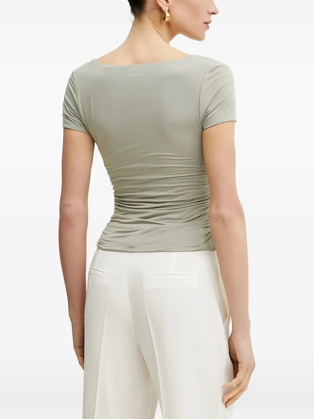 Guess Usa Twisted Ruched T-shirt In Green