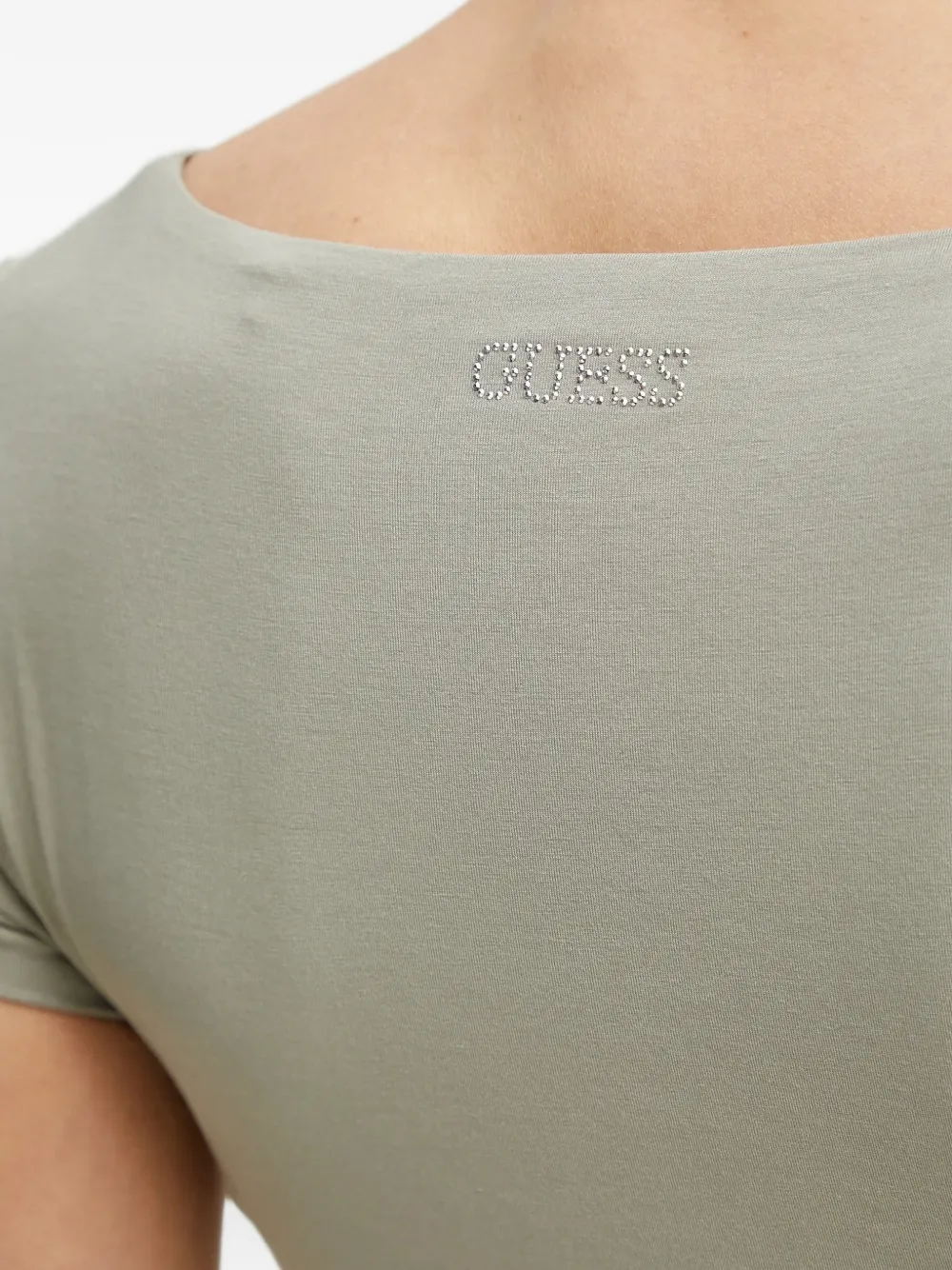 GUESS USA T-shirt met ruches en gedraaid detail Groen