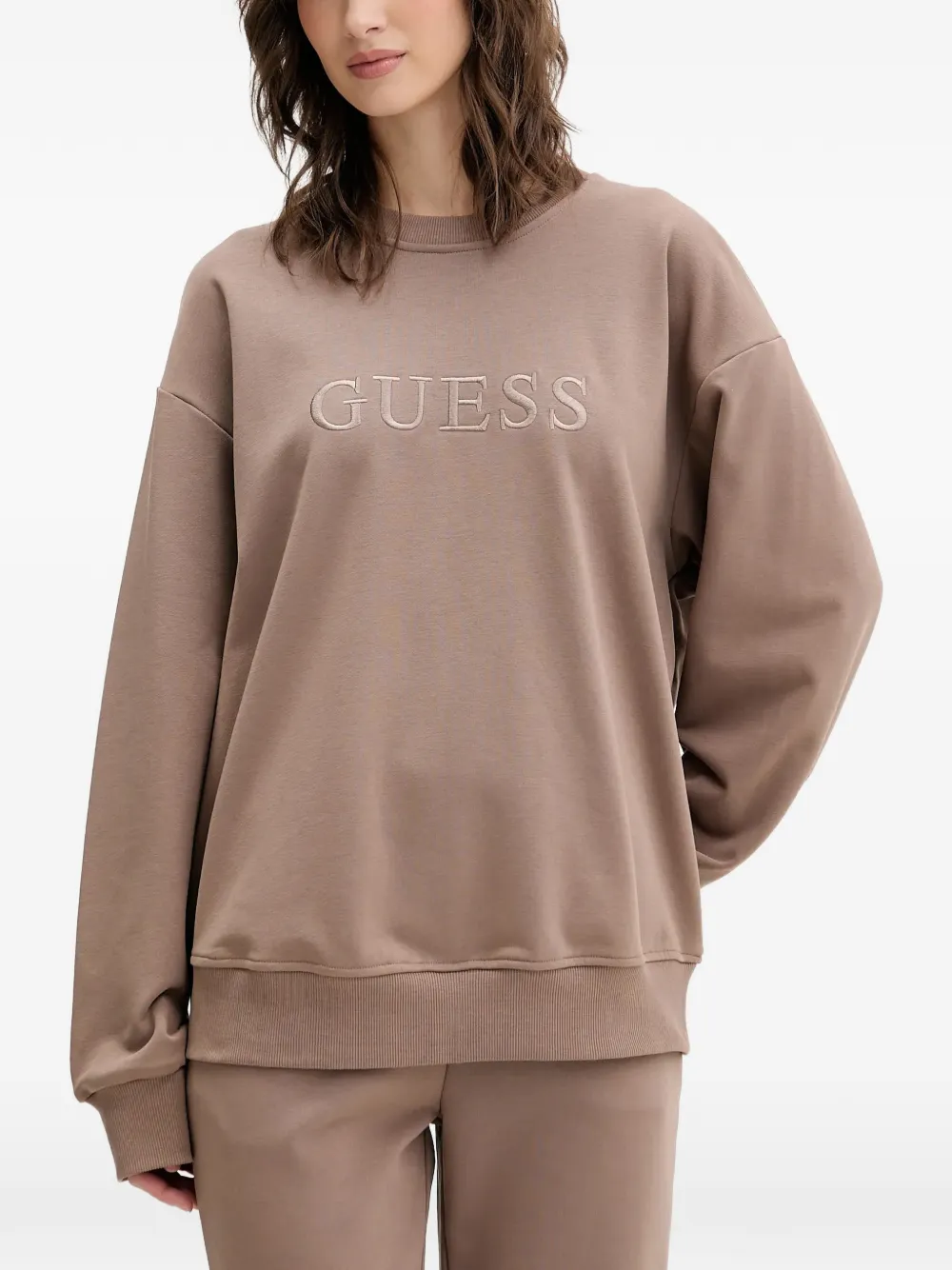 GUESS USA Sofia embroidered logo-lettering sweatshirt - Toni neutri