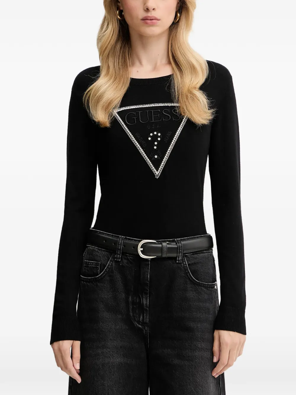 GUESS USA embellished logo sweatshirt - Nero