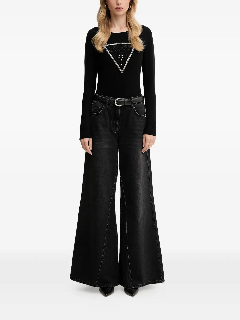 GUESS USA Sweater verfraaid met logo Zwart