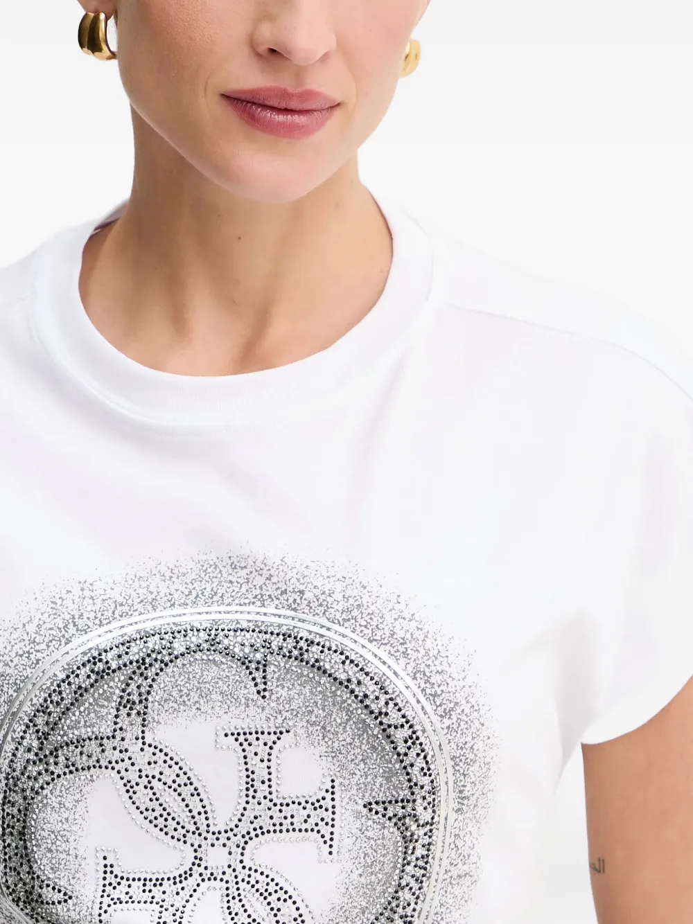 GUESS USA 4G T-shirt verfraaid met stras Wit