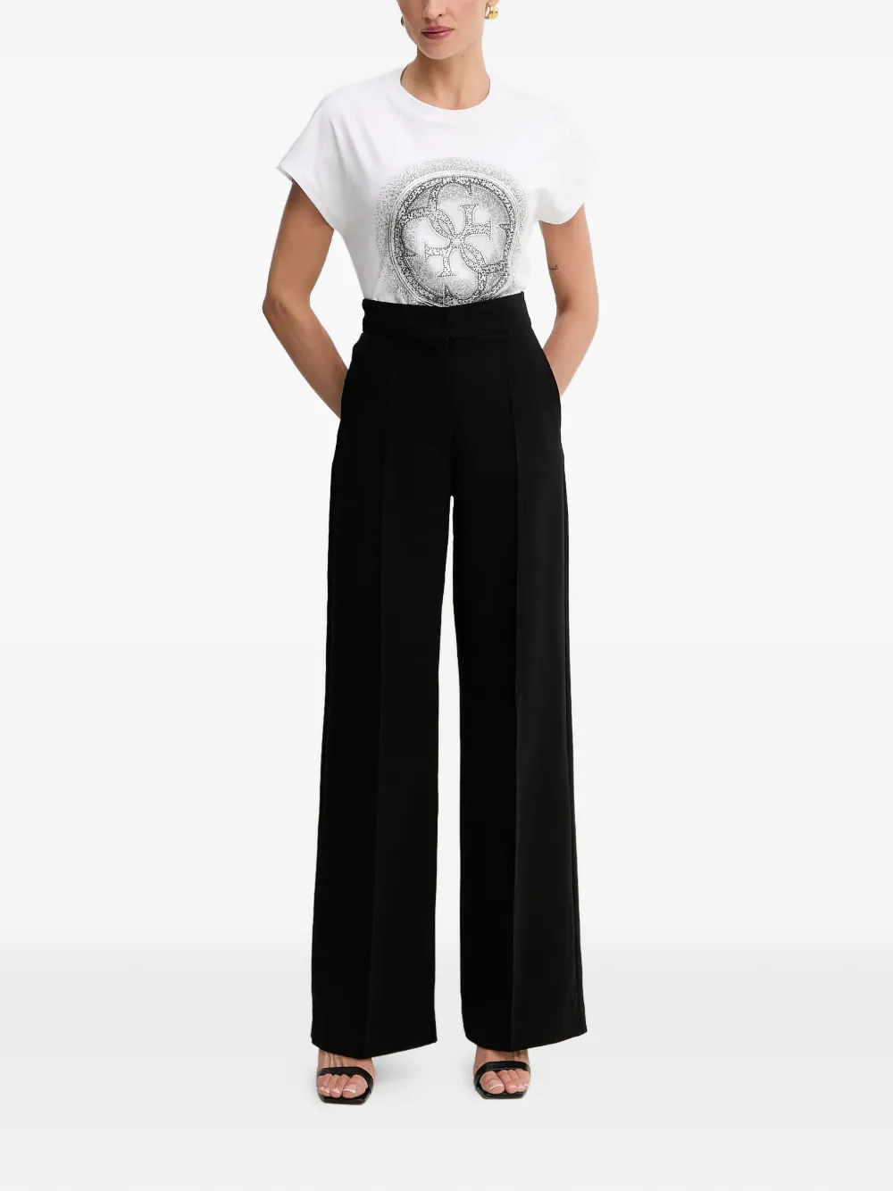 GUESS USA 4G T-shirt verfraaid met stras Wit